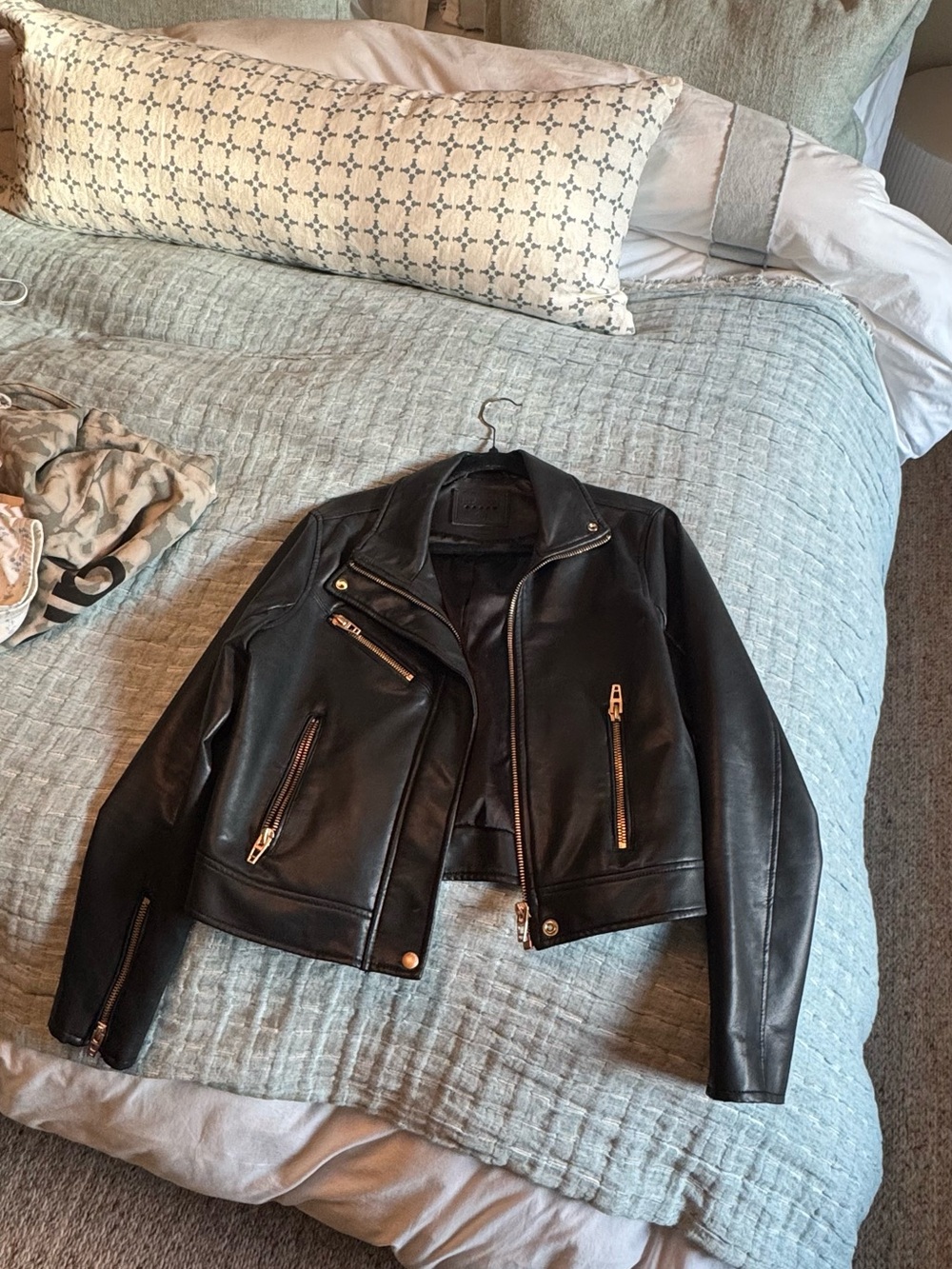Women’s Black Faux Leather Moto Jacket - Classic Zip Detail